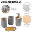 thumbnail image 3 of Accesorios de Baño 4 Piezas | Juego para Baño Moderno de Bambu | Juego de Accesorios de Plastico | Conjunto de 4 piezas para Baño, 3 of 5