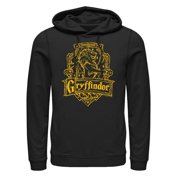 Men's Harry Potter Gryffindor Line Art Crest Pull Over Hoodie