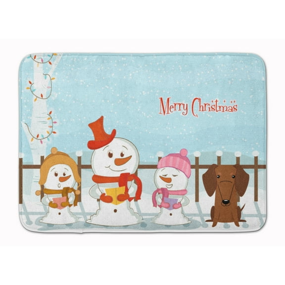 Merry Christmas Carolers Dachshund Red Brown Machine Washable Memory Foam Mat