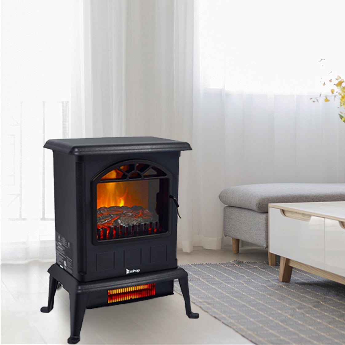 1500W Electric Fireplace Heater, 16.6 Freestanding Fireplace Stove with  Realistic Flame Effect, Portable Fireplace Space Heater with Overheat  Protection for Home Indoor Small Space Use - Walmart.com