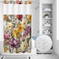thumbnail image 2 of No Hook Shower Curtain, Spring Floral Shower Curtains for Bathroom with See Through Top Window, Farmhouse Flowers Watercolor Botanical Elegant Waterproof Bath Curtain Stand Up Stall 36"x72", 2 of 9