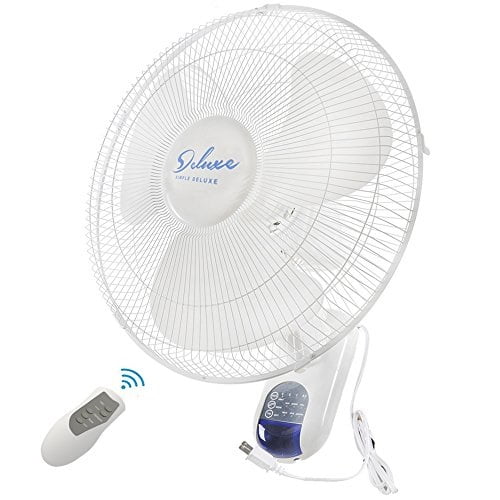 3 Speed 3 Oscillating Modes -72 Inches Power Cord White ETL certified Simple Deluxe 16 Inch Digital Wall Mount Fan with Remote Control 