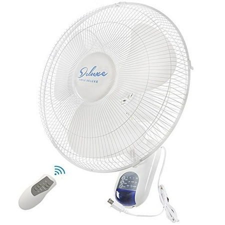 Simple Deluxe HIFANXWALLDIGIT16 16-Inch Digital Wall Mount Oscillating Exhaust Fan with Remote and Built-in Timer, ETL Certified, White