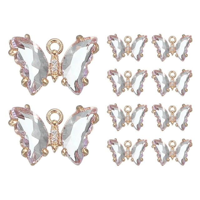 Uxcell 10Pcs Encanto de Mariposa de Rhinestone Cubic Zirconia Cristal Púrpura Claro