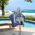 thumbnail image 6 of Wolf in Misty Back Hooded Beach Towel Kids Bath Towels Quick Dry for Pool Swiming 50" x 23.5" Microfiber Soft Bathrobe, 6 of 7