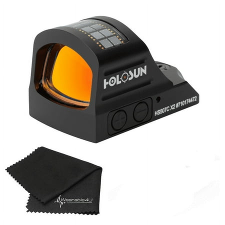 Holosun Open Reflex Optical Red Dot HS507C X2 with Wearable4U Lens Cleaning Cloth Bundle