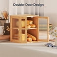 thumbnail image 5 of Bamboo Bread Box, Kitchen Countertop Corner Bread Box, Large Capacity 2-Tier Bread Container, Bread Storage Container with Dual Rippled Acrylic Doors, for Kitchen Food Storage, 5 of 8