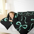 thumbnail image 4 of jejeloiu Cartoon Cute Bow Queen Comforter Set,Kawaii Bowknot Bowtie Bedding Sets,Green Black Bedding Comforter Set For Girls,Ultra Soft Home Decor Reversible,3-Piece, 4 of 8