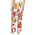thumbnail image 3 of Disketp Acorns And Autumn Leaves Print Women'S Comfy Pajama Pants Casual Drawstring Palazzo Lounge Wide Leg Pants, 3 of 9