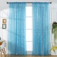 thumbnail image 4 of Cortina de gasa transparente con estampado de copos de nieve para dormitorio y sala de estar, color azul cielo, 4 of 14