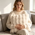 thumbnail image 7 of Pack of 2 Thick Plush Throw Pillow Covers Fluffy Wave Faux Fur Decorative Cushion Covers Soft Wool Pillowcase for Sofa Couch Livingroom 18x18 Inch Beige, 7 of 7