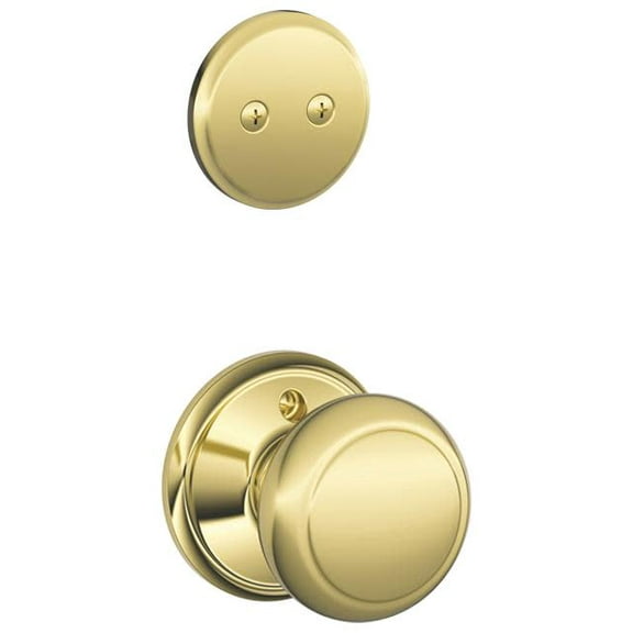 Schlage F94-AND Andover Knob Dummy Interior Pack from The F-Series, Polished Brass