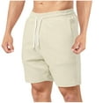 thumbnail image 2 of BLCHUNen Mens Casual Shorts Summer Corduroy Elastic Drawstring Breathable Beach Shorts with Pockets, 2 of 9