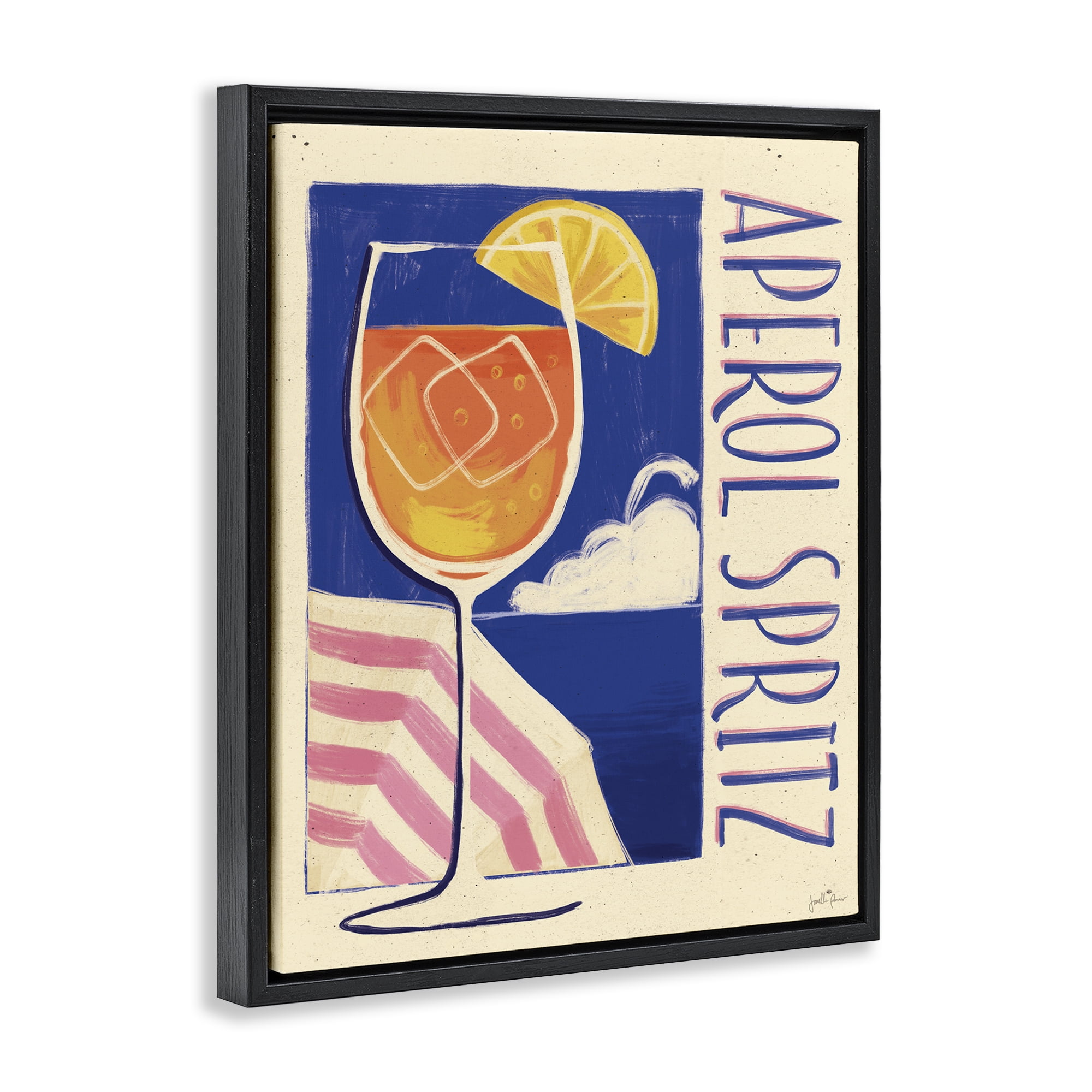 Stupell Industries Retro Aperol Spritz Food & Beverage Painting Black Floater Framed Canvas Art Print Wall Art, 25 x 31