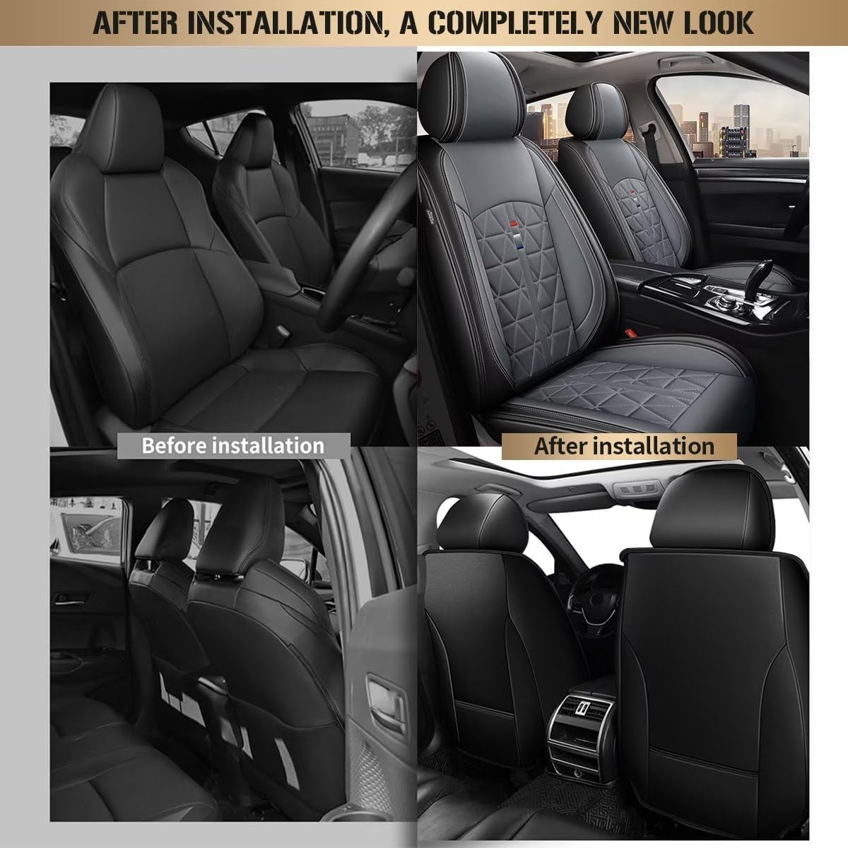 DIKSOAKR Car Seat Cover Fit for Toyota Corolla Accessories 2000-2019,Front Seat Waterproof Faux Leather Seat Covers,Airbag Compatible Automotive Seat Protector(Gray)