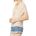 thumbnail image 5 of Allegra K Women's Printed Tie V Neck Short Sleeves Straight Loose Blouse Tops, 5 of 7