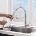 thumbnail image 2 of ERDS-Brushed Nickel Kitchen Faucet with Pull Down Sprayer, Modern Stainless Steel Single Handle Spring Kitchen Faucets for Farmhouse Outdoor RV Camper Laundry Prep Wet Bar Sink 1 Hole, 2 of 4