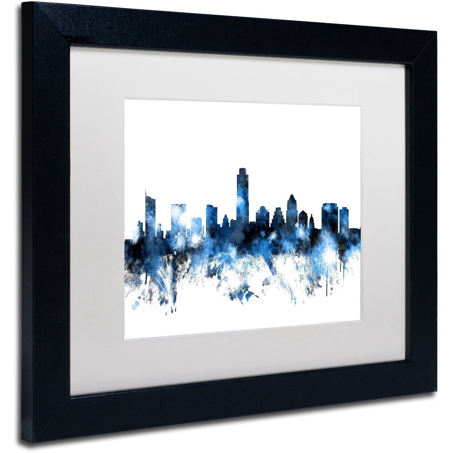Trademark Fine Art 'Austin Texas Skyline II' Canvas Art by Michael Tompsett, White Matte, Black Frame