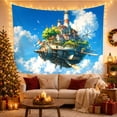 thumbnail image 3 of Massive Steampunk Airship with Which Serves Floating Village, Mystical Fantasy for Space Lovers, Galaxy Room Decor, Housewarming Gift, Tapestry Wall Hanging for Bedroom and Dorm, 3 of 7