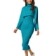 thumbnail image 1 of Conjunto de dos piezas de mujer INSPIRE CHIC, suéteres de punto de manga larga con cuello alto, vestido midi ajustado de tanque XL azul, 1 of 6