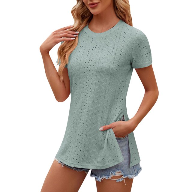 SZXZYGS T-Shirts Graphiques pour Femmes Mode 2024 Haut Décontracté Col Rond T-Shirts Été Manches Courtes Décontracté Ample T-Shirts Haut Été 2024