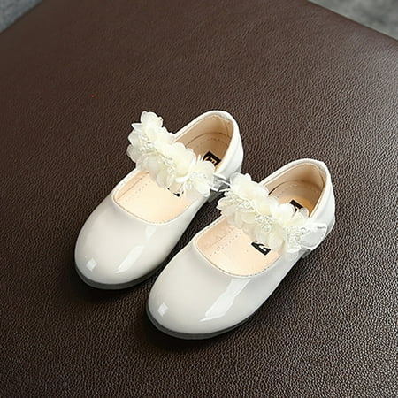 

Toddler Infant Kids Girl Pearl Butterfly-Knot Single Princess Leather Shoes