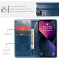 thumbnail image 6 of Leather Case for iPhone 15 Card Slot Folio Flip Wallet Case for iPhone 15 Premium PU Magnetic Kickstand Cover Soft TPU Inner Case Blue, 6 of 14