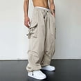 thumbnail image 5 of Parachute Cargo Pants for Men Loose Fit Baggy Sweatpants Casual Pant with Pocket Outdoor Drawstring Trousers, 5 of 9