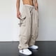thumbnail image 5 of Pantalones cargo deportivos de cintura informal para hombre - Bolsillo tejido con cordón - Ropa urbana para todas las estaciones, 5 of 8