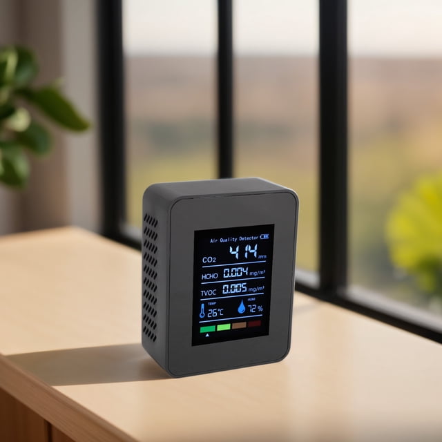 Smart Air Quality Monitor, CO2 TVOC HCHO Humidity Temperature 5 in 1, Air Quality Tester Meter, Portable Air Quality Detector for Indoor