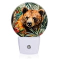 thumbnail image 2 of Round LED Night Lights Lamp with Dusk to Dawn Sensor, The Majestic Allure Of Bear In Natural Jungle Scene Night Light Plug Into Wall for Kids Room, Bedroom, Bathroom, Kitchen, Hallway, 2 of 4