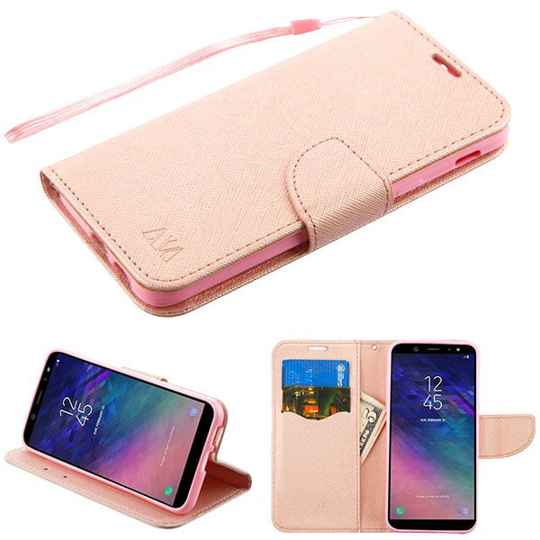 Nadoli Leather Wallet Case for Samsung Galaxy A6 2018,9 Card Slots Design Laser Carving Flower Zipper Shiny Bling Glitter Magnetic Closure Flip Cover with Stand Function 