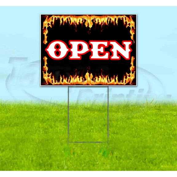 Open (18" x 24") Yard Sign, Includes Metal Step Stake