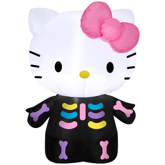 Hello Kitty Women's Neon Skeleton Halloween Costume Inflatable - Pink Small