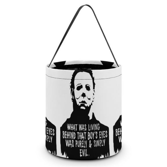 Michael Myers Candy Tote Bags Halloween Trick or Treat Bucket Bag Portable Collapsible Reusable Goody Handbag