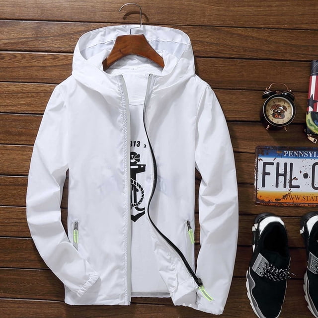 WILLBEST Hoodie Oversized Men's Casual Pure Color Plus Size Hoodie Reflective Zipper Outdoor Sport Coat