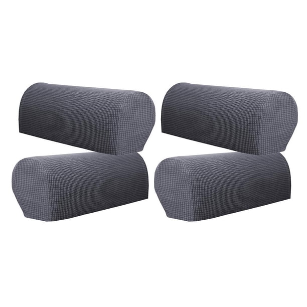 2 pares de fundas elásticas para reposabrazos de sofá, muebles, sofá, sillón, funda para brazo gris