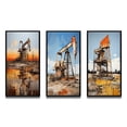 thumbnail image 2 of Designart "Gold Oil Rigs landscapes In Texas III" Cityscapes Framed Wall Art Set Of 3 - Gold Oil Rigs / Fields Frame Gallery Set For Office Decor, 2 of 6