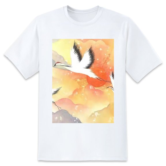 Basic Oversize Tees For WomenBird Loose Boyfriend Shirts Casual Blouse round neck