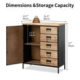thumbnail image 2 of PJCOLL 37" Rustic Industrial Accent Cabinet - Fir Wood & Metal 2-Door Storage Cabinet with Faux Drawers, Entryway/Living Room/Bedroom Organizer, 2 of 9