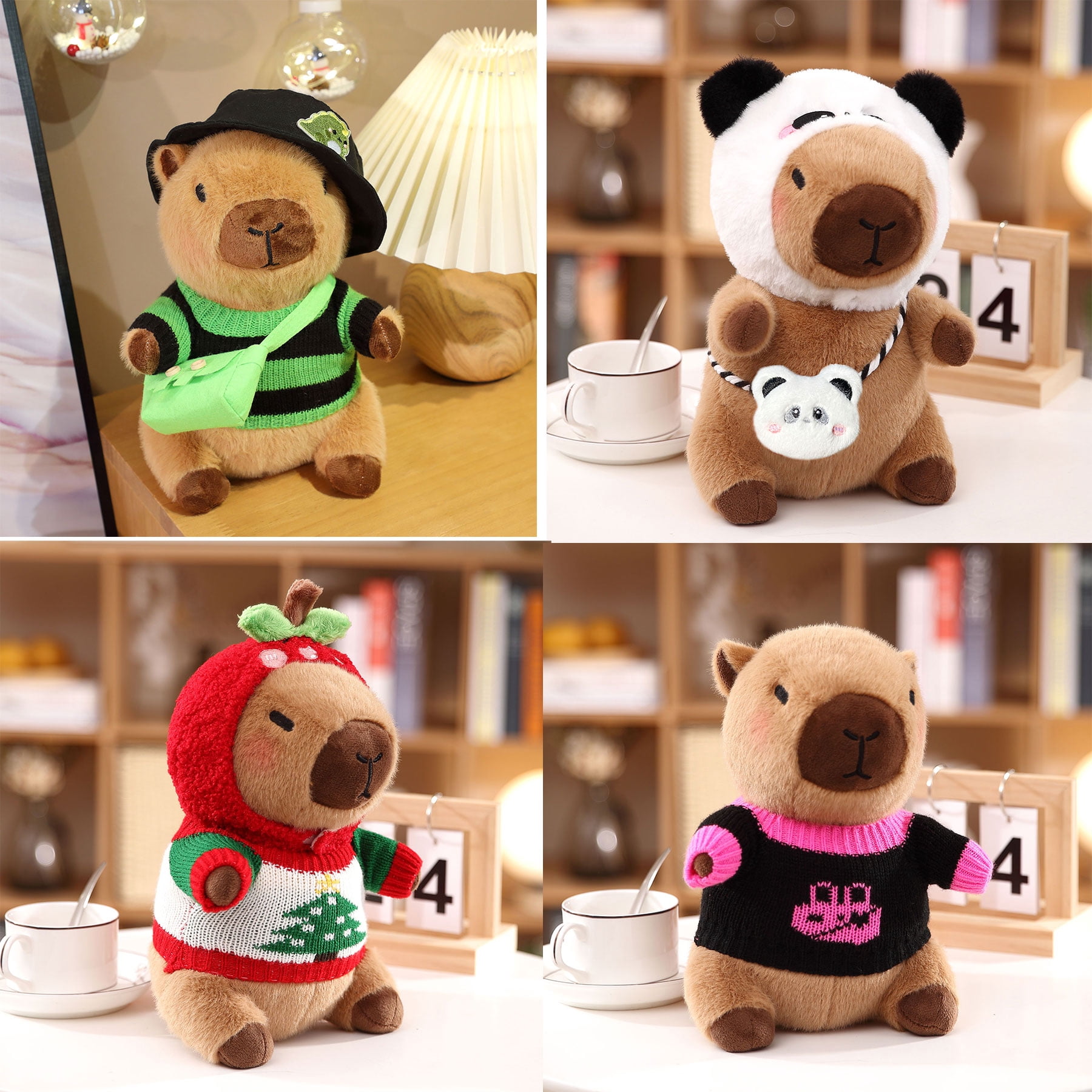 2 Capybara Plush with 12/13 pcs Clothes & Accessories, Dress Up Capybara Stuffed Animal Plush Toys, 10.2 in Cute Plushies for Girl/Boy Birthday
