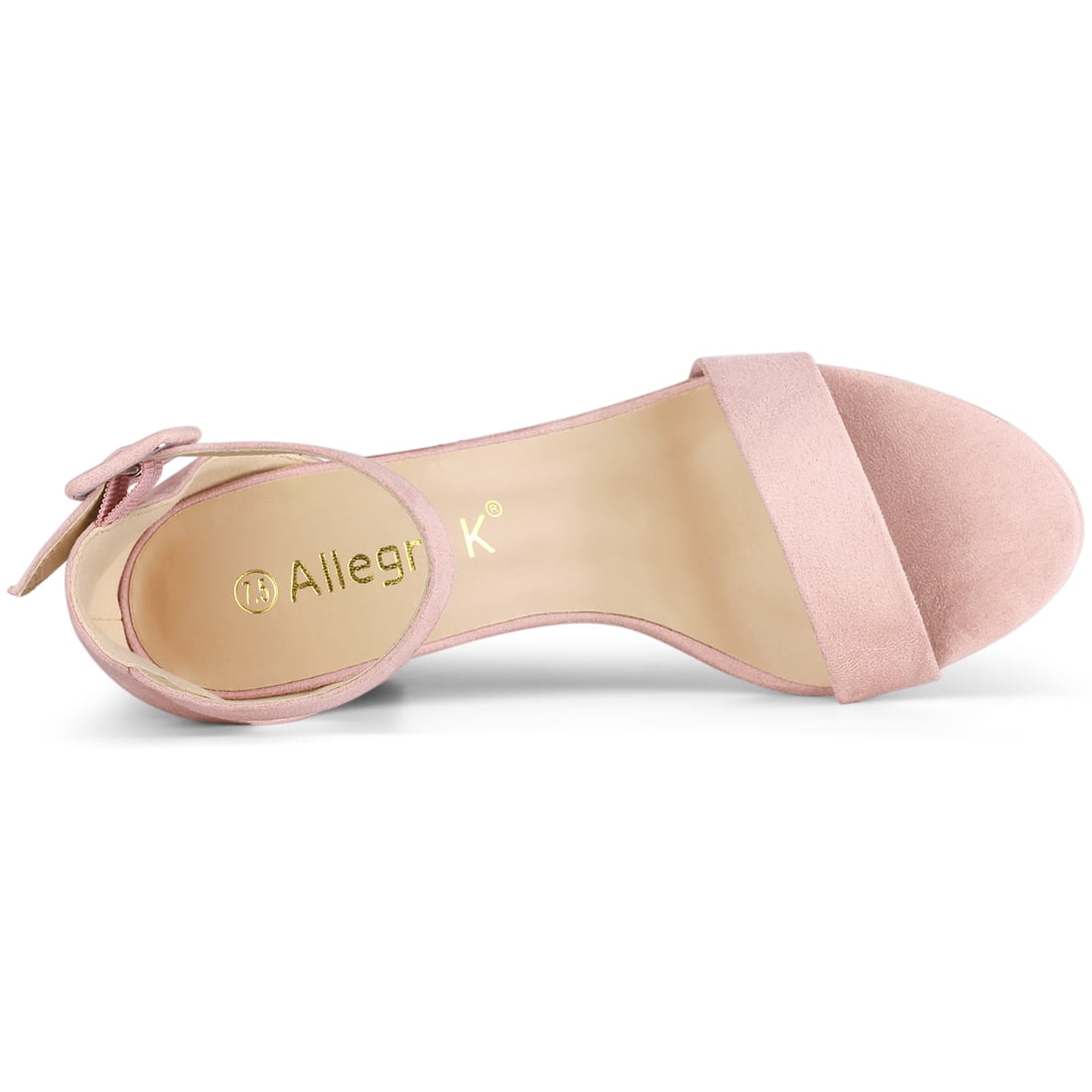 Unique Bargains Women's Chunky High Heel Ankle Strap Sandals 2 Packs Light Pink Black 9