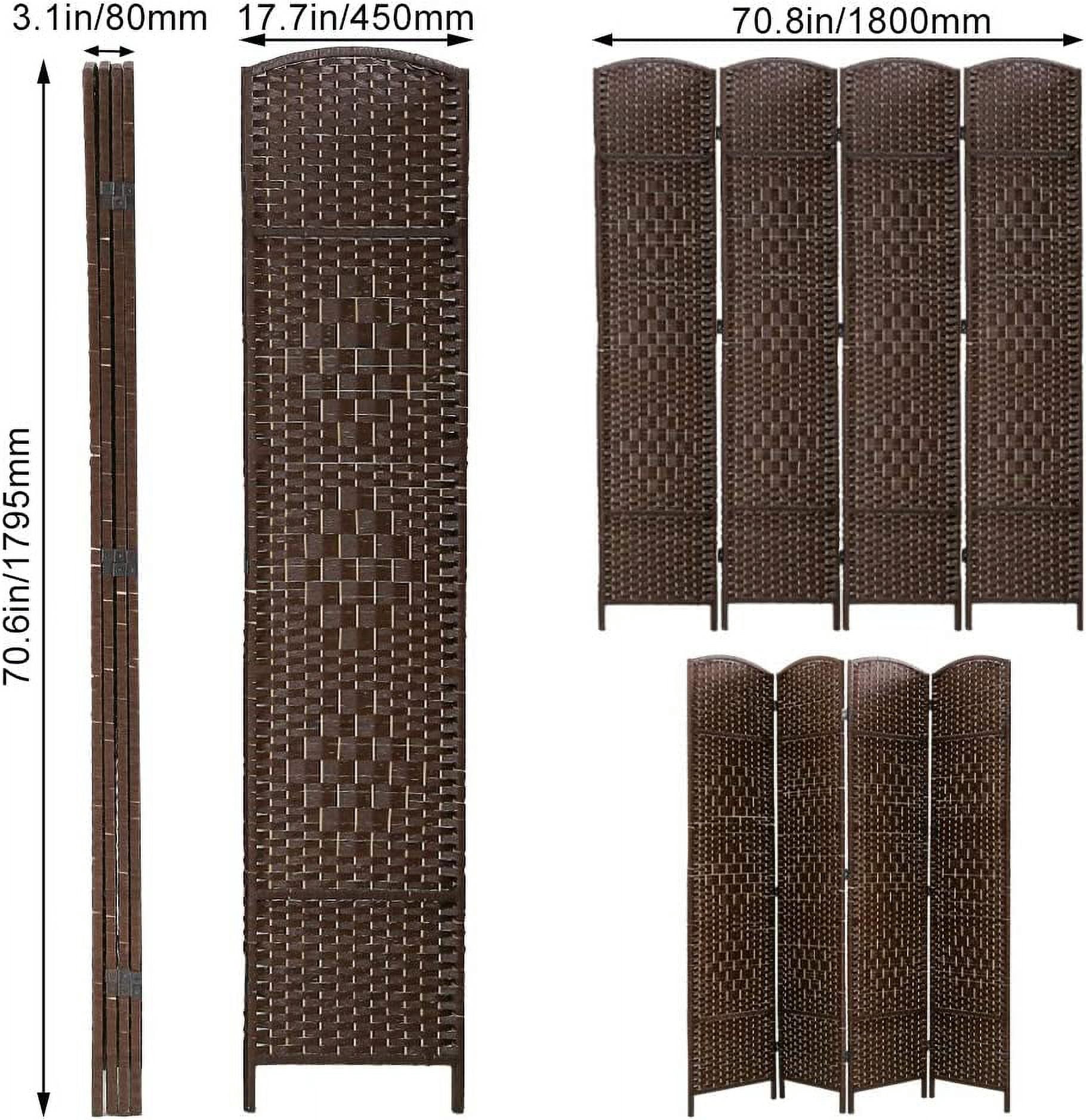 YRLLENSDAN 71in Wood Room Divider Screen with 4 Panels, Room Dividers and Folding Privacy Screens Wall Divider for Living Room Bamboo Room Divider for Room Separation, Brown