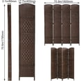 thumbnail image 7 of 4 Panels Weave Fiber Arch Room Dividers 6ft Freestanding Hinged Partition Wood Screen with Hand-Woven Design Folding Portable Privacy Dividers Room Indoor for Home Office, Brown, 7 of 7