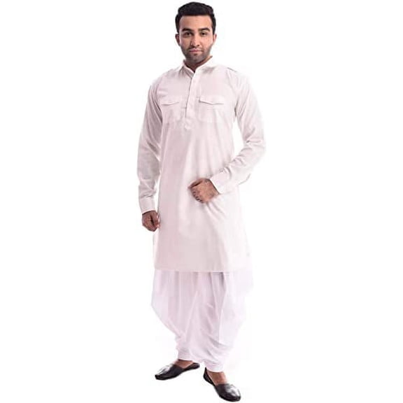 Royal Kurta Mens Cotton Silk Free Size Harems Pants Sherwani Bottoms Dhoti (Gold)