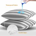 thumbnail image 4 of Grey White Ombre Stripe Throw Pillow Covers 24x24 Inch Set of 2, Farmhouse Modern Art Striped Waterproof Outdoor Pillow Covers, Decorative Cushion Pillowcases for Couch, Sofa, Bed, Garden, Patio, 4 of 9