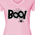 thumbnail image 4 of Inktastic Halloween Boo with Spider and Web in Black Women's V-Neck T-Shirt, 4 of 5
