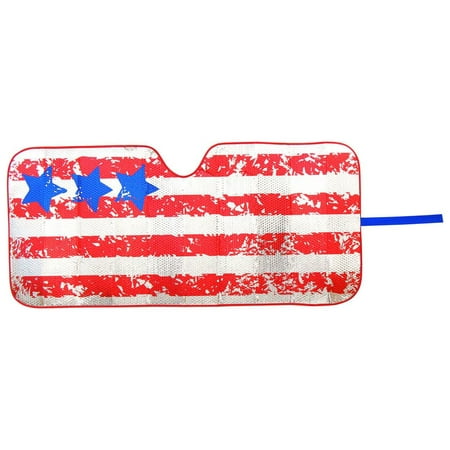 Auto Drive 1 Count American Flag Colorful Accordion Sunshade Product Size 63'' x 28.5''