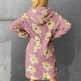thumbnail image 3 of Women's Fleece Hooded Nightgown Cute Long Sleeve Flannel Sleepdress Fuzzy Sleepwear Pajama Loungewear with Pockets, 3 of 6