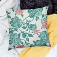 thumbnail image 2 of Autua Blue-green pillowcase with classic botanical motif with a creeping leaf and berry autumn nature theme, decorated with a square decorative pillowcase 12x12in, 2 of 5
